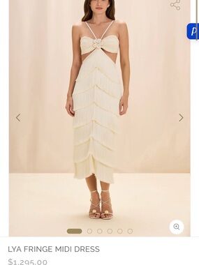 PatBO Ivory Fringe Midi Dress with Cutout